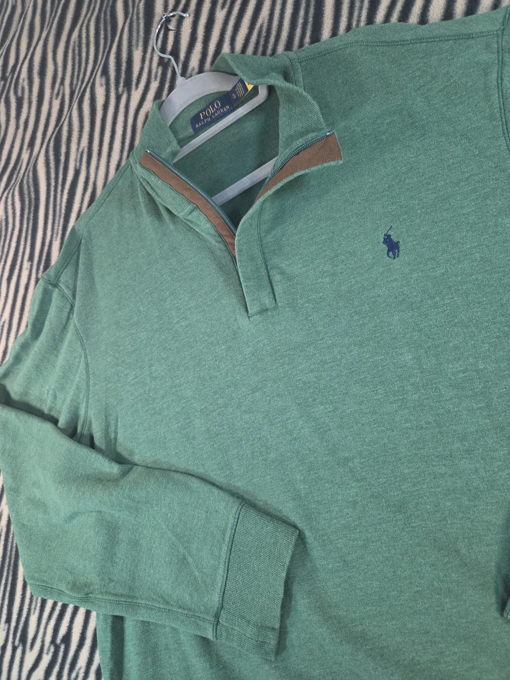 Polo Ralph Lauren Men's Green Half-Zip Cotton Pullover Sweater
